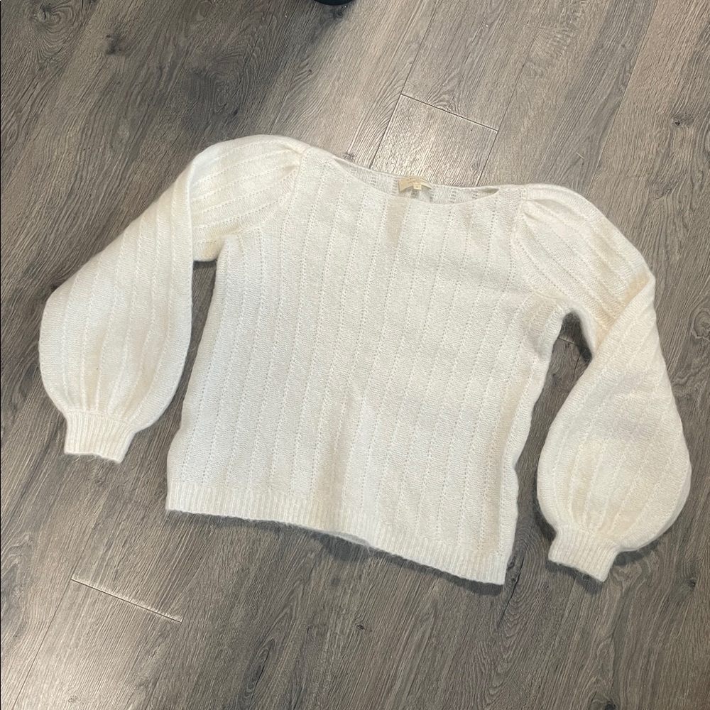 Sezane Cream Puff-Sleeve Crewneck Sweater - Picture 3 of 13